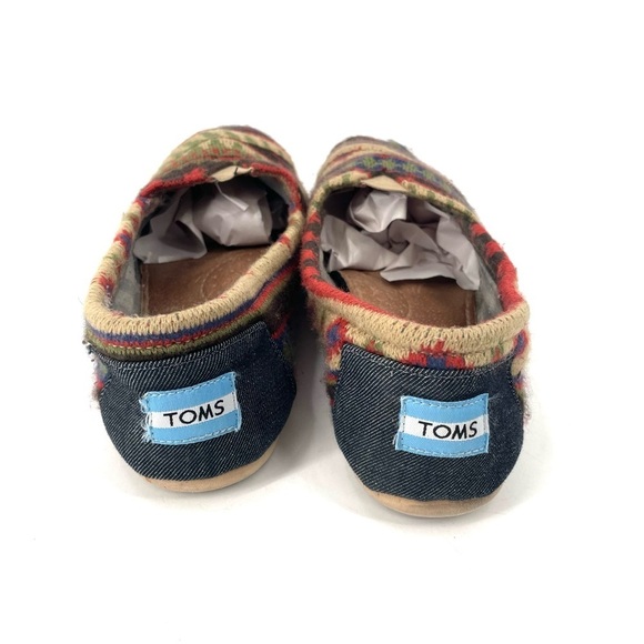 Toms Aztec Tribal Western Wool Slip On Loafer Flats - Picture 3 of 5